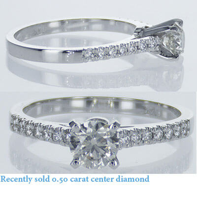 Solid cathedral delicate engagement ring 