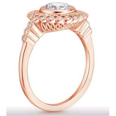 Rose Gold Art deco Halo Engagement ring