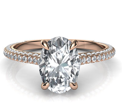 Oval hidden halo engagement ring