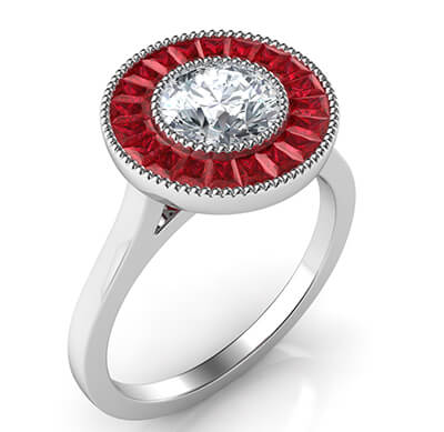 Natural Rubies,halo engagement ring