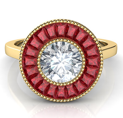 Natural Rubies,halo engagement ring