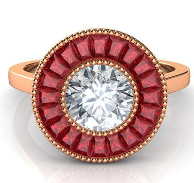 Natural Rubies,halo engagement ring