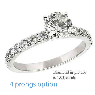 Engagement ring side set with round diamonds