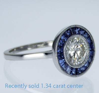 Natural Sapphires halo engagement ring
