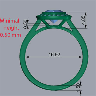 Bisel de oro rosa de bajo perfil con anillo de compromiso de halo para todas las formas y quilates, lados de 1/3 quilates