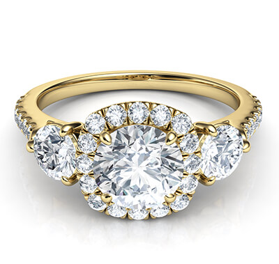 Anillo de compromiso rico, el precio incluye dos diamantes laterales de 0.50