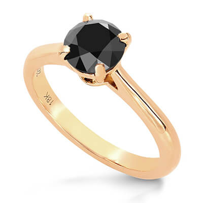 Solitaire engagement ring with 1 carat black diamond