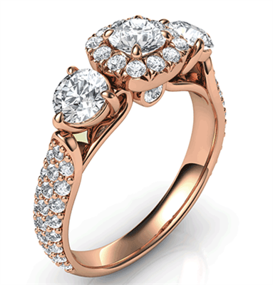 Rose Gold Rich engagement ring,Price includes two 0.50 side diamonds