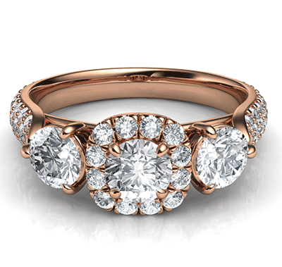 Rose Gold Rich engagement ring,Price includes two 0.50 side diamonds