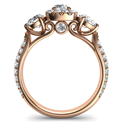 Rose Gold Rich engagement ring,Price includes two 0.50 side diamonds