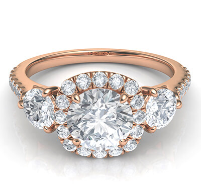 Anillo de compromiso Rich Gold Rose, el precio incluye dos diamantes laterales de 0.50