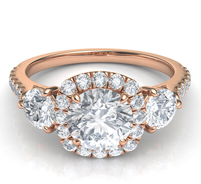 Rose Gold Rich engagement ring,Price includes two 0.50 side diamonds