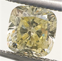 0.72 quilates, diamante de cojín con muy buen corte, color amarillo natural de lujo, claridad VS2 mejorada
