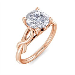 Picture of Rose Gold Leaf motif infinity Solitaire engagement ring,