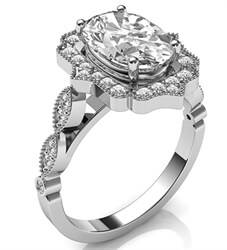 Picture of Oval vintage style Halo ring engagement ring