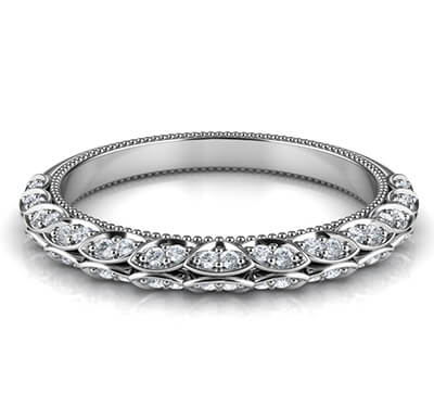 Matching wedding band with leaves set with diamonds