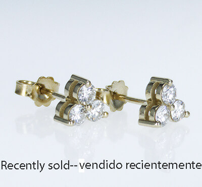 Three common prongs diamond cluster earrings, 0.58 carats