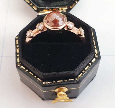 One of a kind alternative  engagement ring with Rose cut natural diamond