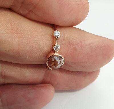 One of a kind alternative  engagement ring with Rose cut natural diamond