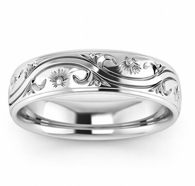  5 mm Floral wedding band