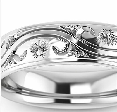  5 mm Floral wedding band