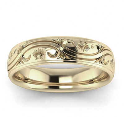  5 mm Floral wedding band