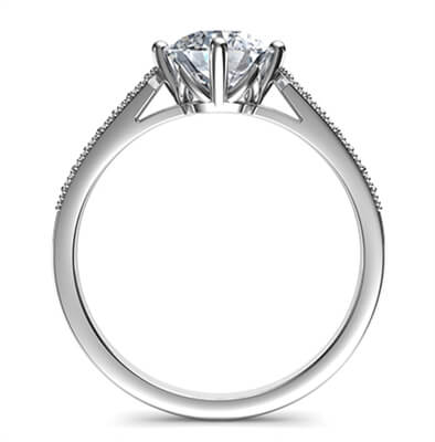 Low Profile cathedral engagement ring with side diamonds-Sandra