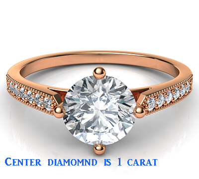 Anillo de compromiso de catedral de perfil bajo con diamantes laterales-Sandra