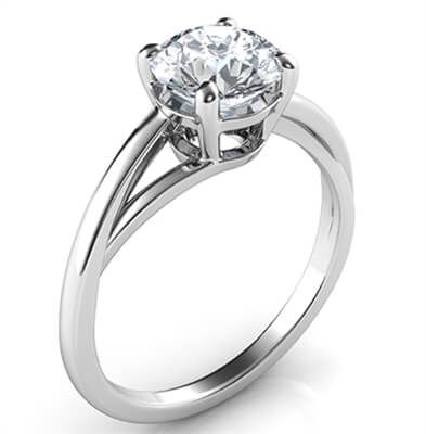 Solitaire cathedral engagement ring for all shapes with a twist, Margaret