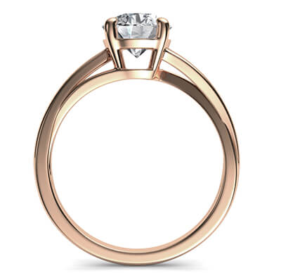 Solitaire engagement ring with a twist, Margaret, in Rose Gold