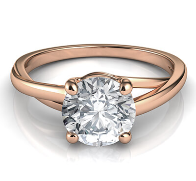 Solitaire engagement ring with a twist, Margaret, in Rose Gold