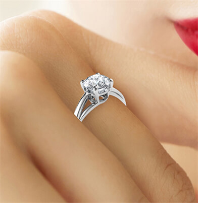 Solitaire cathedral engagement ring for all shapes with a twist, Margaret