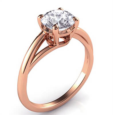 Solitaire cathedral engagement ring for all shapes with a twist, Margaret