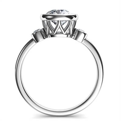 Bezel set Engagement ring with side diamonds, tailored to your chosen diamond