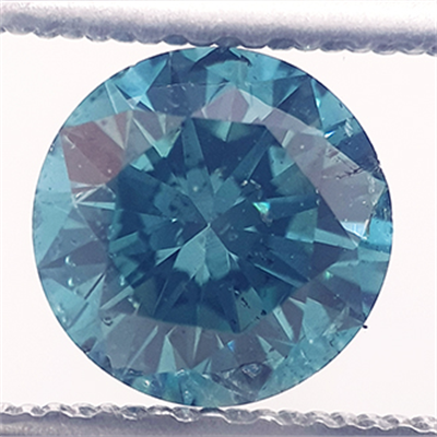 0.8 Carats, Round natural diamond, ocean blue, SI1, Stock 370250