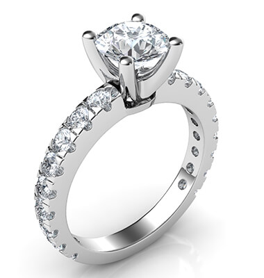 Anillo de compromiso con pavé de diamantes de 0.85 quilates abierto