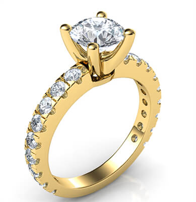 0.85 carat open Pave diamonds engagement ring