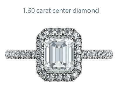 Halo engagement ring for larger diamonds