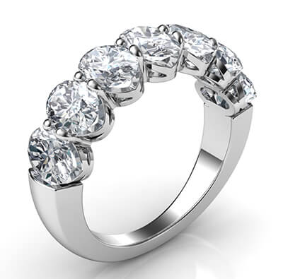 7 natural Oval diamonds  ring, 0.40 carats each