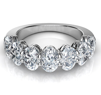 7 natural Oval diamonds  ring, 0.40 carats each