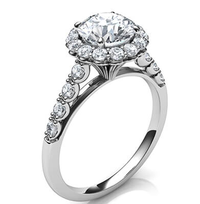 Designers,Vintage Halo 0.32 Cts side diamonds engagement ring