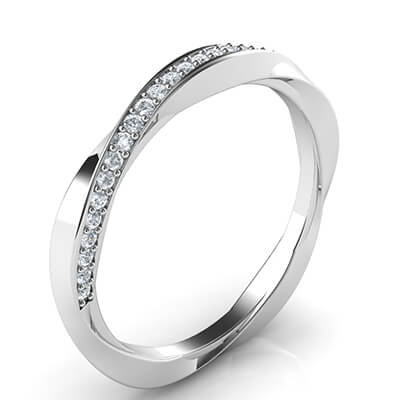 Twisting wedding band with diamonds