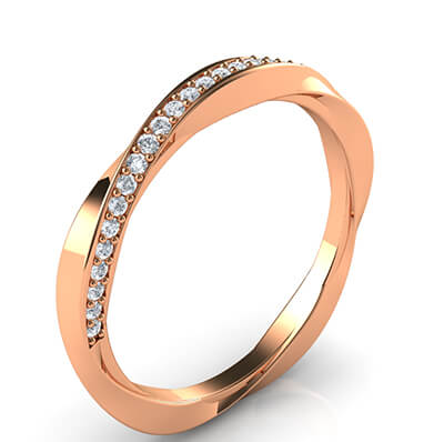 Twisting wedding band with diamonds