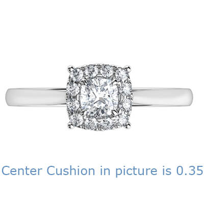 Configuración de anillo de compromiso para cojín de diamantes más pequeños, 0.20 a 0.60 quilates
