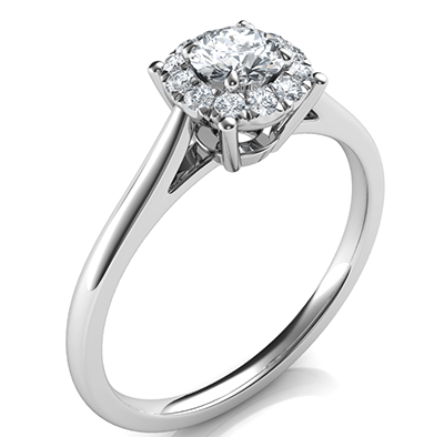Engastes delicados del anillo de compromiso Halo para diamantes redondos más pequeños, de 0,20 a 0,60 quilates