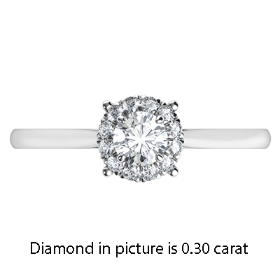  Delicate Halo Engagement ring settings for smaller round diamonds, 0.20 to 0.60 carat