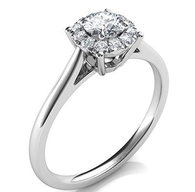 Delicate halo preset engagement ring 0.42 carat total