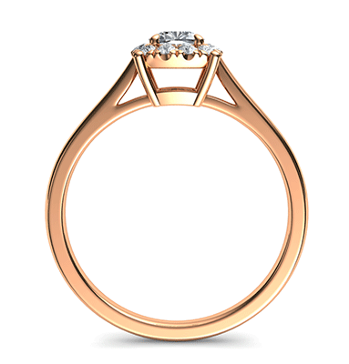 Configuración de anillo de compromiso de halo de oro rosa delicado para diamantes de cojín más pequeños, 0,20 a 0,60 quilates