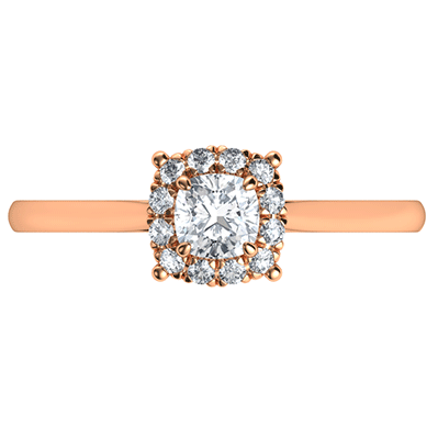  Rose Gold Delicate Halo Engagement ring settings for smaller Cushion diamonds, 0.20 to 0.60 carat