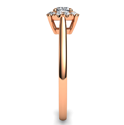 Configuración de anillo de compromiso de halo de oro rosa delicado para diamantes de cojín más pequeños, 0,20 a 0,60 quilates